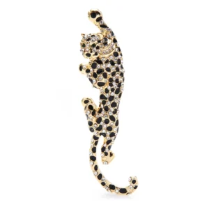 Big Climbing Leopard Brooch Pins Enamel Animal Brooches Winter Luxury