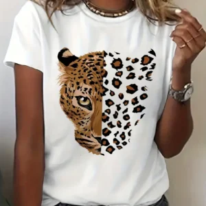 Leopard Tiger Animal Print Short Sleeve Printed T Shirt Clothing