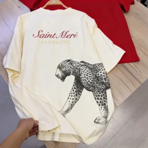 Unique Street Leopard Print T-shirt Men Retro Graphic Tee Casual